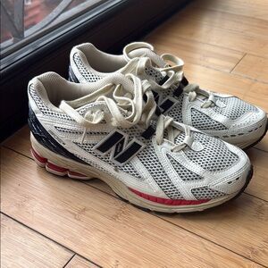 New Balance 1906R Off-White, Red and Black Sneakers